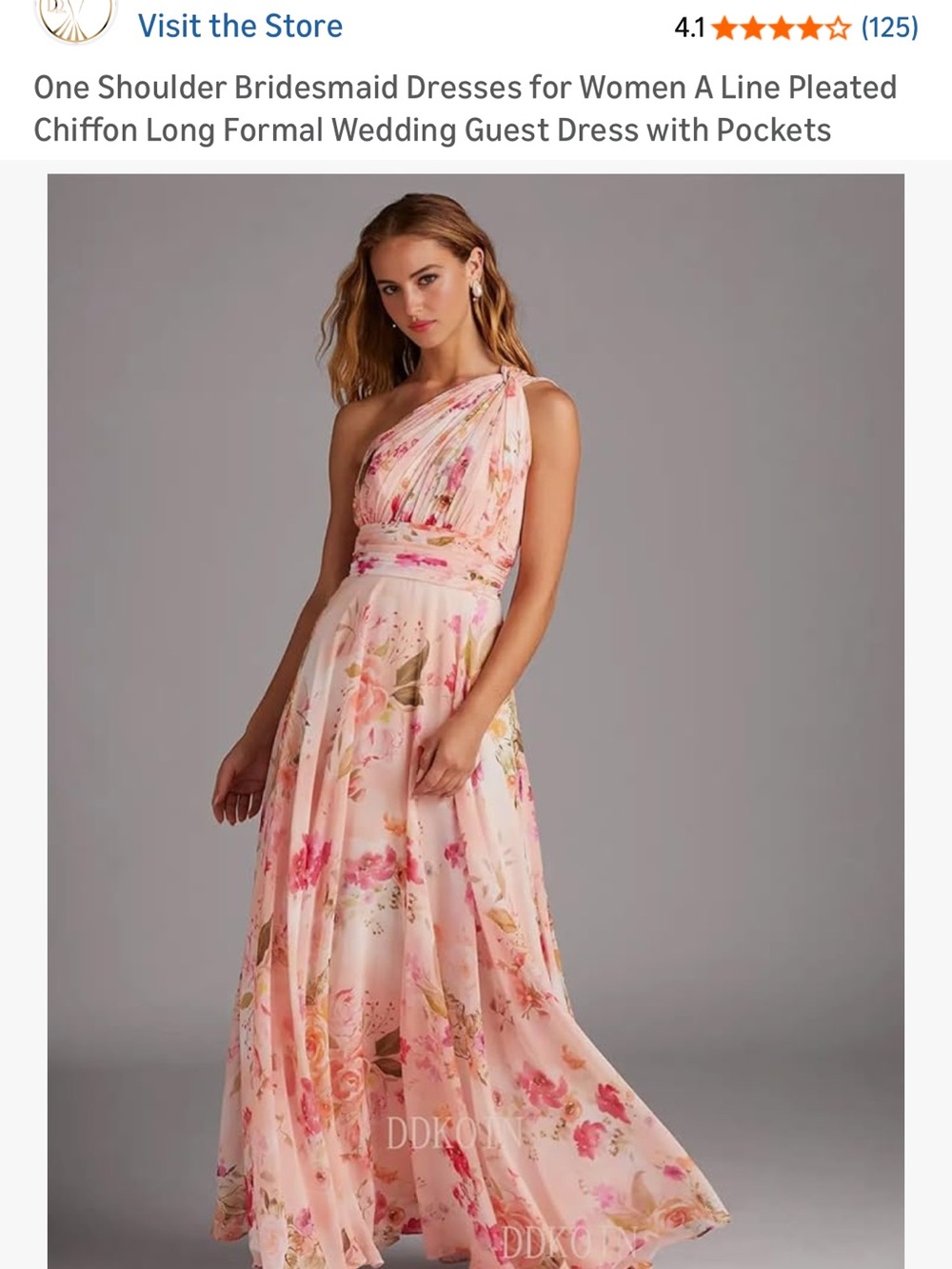 Amazon One-Shoulder Floral Maxi Dress in Blush Pink - Picture 3 of 4